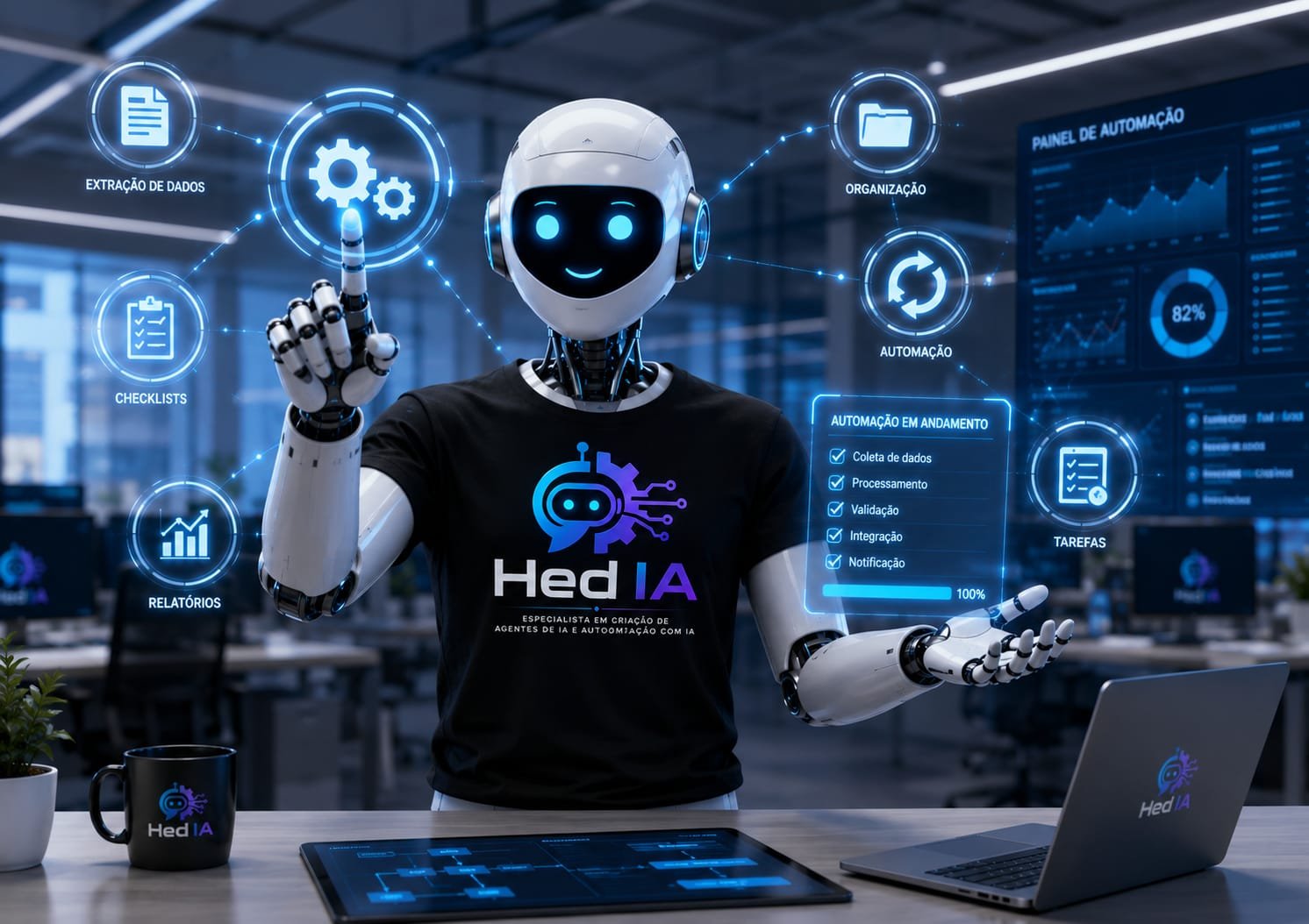 Robô HedIA executando processos automatizados